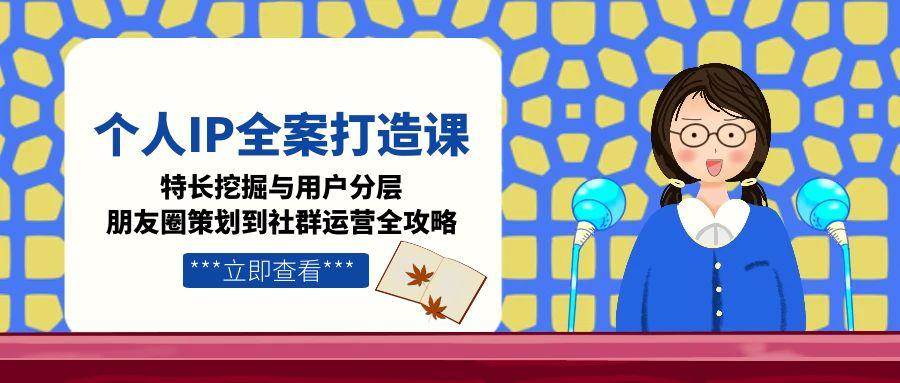 个人IP全案打造课，特长挖掘与用户分层，朋友圈策划到社群运营全攻略-优优云网创