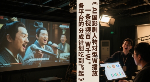 AI三国影视剧人物对口型唱歌玩法，一条视频百W千W播放，各平台的分成计划吃到飞起-优优云网创