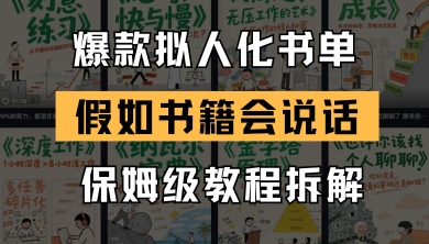 最新爆款拟人化书单玩法，假如书籍会说话，保姆级教程-优优云网创