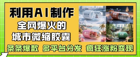 利用AI制作全网爆火的城市微缩胶囊，条条爆款， 多平台分发，疯狂涨粉变现-优优云网创