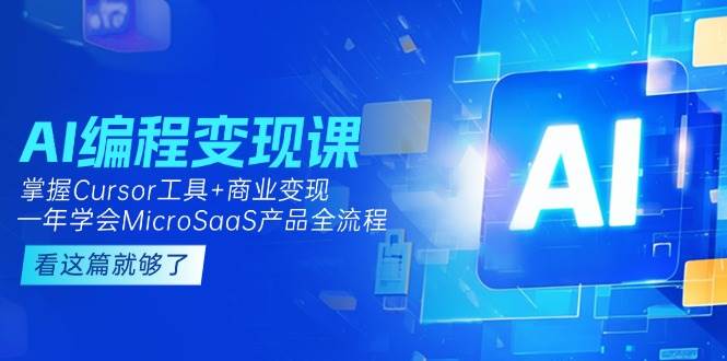 （15100期）AI编程变现课：掌握Cursor工具+变现，一年学会MicroSaaS产品全流程 (更新)-优优云网创