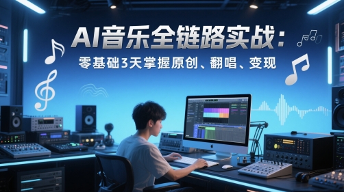 AI音乐全链路实战变现课：零基础3天掌握原创、翻唱、变现-优优云网创