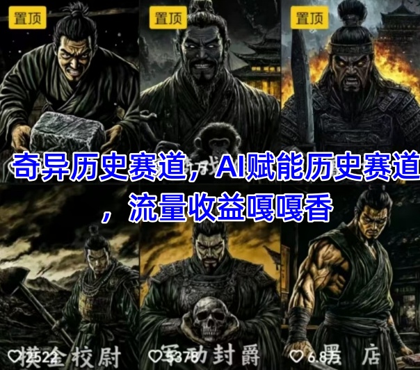 抖音奇异历史赛道，AI赋能历史赛道，流量收益嘎嘎香，狂撸伙伴计划-优优云网创