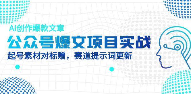 公众号爆文项目实战，AI创作爆款文章，起号素材对标赠（附赛道AI提示词）-优优云网创