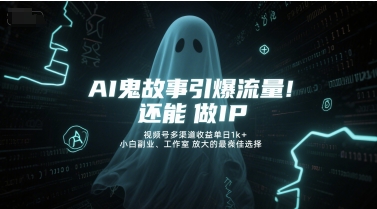 AI鬼故事引爆流量，还能做IP，视频号多渠道收益单日1k+，小白副业、工作室放大的最佳选择-优优云网创