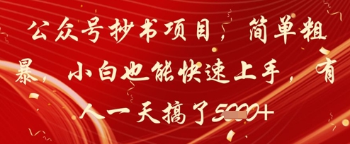 公众号抄书项目，简单粗暴，小白也能快速上手，有人一天搞了1k+-优优云网创