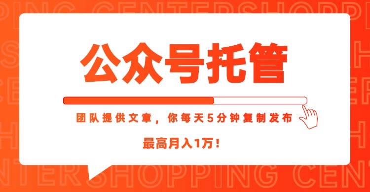 （15109期）【公众号托管 】我提供文章，你每天５分钟复制发布，最高月入1W-优优云网创