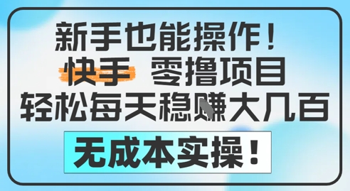 新手也能操作，快手零撸挣米，轻松每天挣2-5张，完全无成本-优优云网创