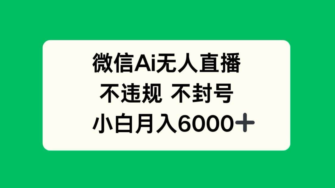 （14733期）微信AI无人直播，不违规 不封号 ，小白月入6000+-优优云网创