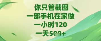你只管截图，一部手机在家做，苹果安卓都可以，一天5张+【揭秘】-优优云网创