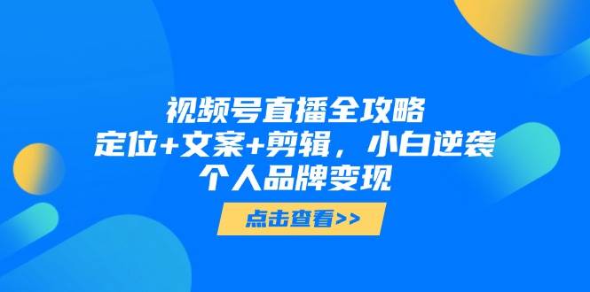 （14819期）视频号直播全攻略，定位+文案+剪辑，小白逆袭个人品牌变现-优优云网创