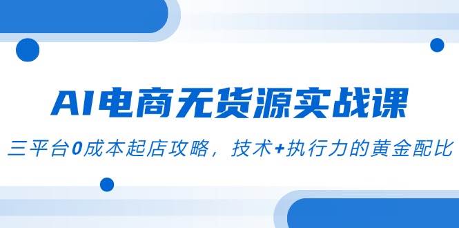 （14982期）AI电商无货源实战课，三平台0成本起店攻略，技术+执行力的黄金配比-优优云网创